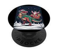 Père Noël chevauchant T-Rex Noël PopSockets PopGrip Adhésif