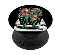 Père Noël chevauchant T-Rex Noël PopSockets PopGrip Adhésif