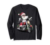 Père Noël chevauchant Une Moto à vélo Rock N Roll Manche Longue