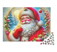 Père Noël Couronne Puzzle 1000 Pièces Puzzle pour Adultes Décoration de Noël Détente Cadeau Famille 70x50cm/1000pcs