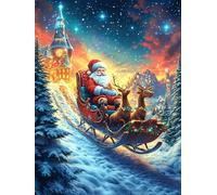 Père Noël dans Un traîneau 500 Pieces Casse-tête Personne Âgée en Carton Anti-Déchirure Conte de fées Animaux et Plantes Facile Débutant Thérapie Occupationnelle Anti-Stress Petit Prix 500 PCS