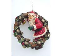 Père Noël dans une couronne de l'Avent petit 55cm de haut Figurine de décoration - polyrésine - réduite - pour l'extérieur