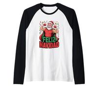 Père Noël déchiqueté Feliz Navidad Manche Raglan