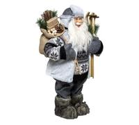 Père Noël Déco Traditionnel - PARIS PRIX - Ski - 46cm - Gris - Polyéthylène & Polyester