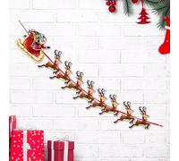 Pere Noel Decoration Premium Réutilisable - Guirlande Noel Pere Noel et Ses Rennes, Guirlande Papier Noel, Banderole Noel, Decoration Noel Interieur Maison, Bannière de Noël avec Traineau Pere Noel