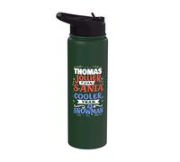 Père Noël drôle avec inscription « Thomas » Stainless Steel Insulated Water Bottle