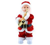 Père Noël électrique avec musique comme décoration de bureau, peluche de qualité supérieure, ambiance de vacances amusante pour adultes, décoration d'hiver avec ambiance (rouge pastèque, 28 x 14 cm)