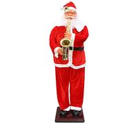 Père Noël électrique avec musique de saxophone - Décoration de Noël chantant et dansant 1,3 m pour fêtes en intérieur