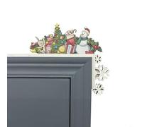 Père Noël en bois pour cadre de porte de Noël avec plan d'élan - Décoration festive en bois à suspendre pour maison de vacances - Dessus de porte de Noël (D)