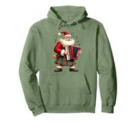 Père Noël en Kilt écossais Traditionnel avec accordéon Sweat à Capuche, Unisexe pour Adultes, Vert Sauge, S