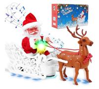 Père Noël et traîneau de rennes avec chansons et danses à grelots, décoration de Noël, cadeau amusant