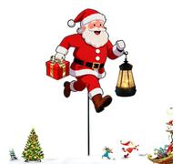 Père Noël extérieur - Panneau lumineux à LED - Motif Père Noël tenant une lanterne - Décorations de Noël pour jardin, cour, ferme, pelouse, allée, festival d'hiver en plein air