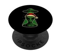 Père Noël Extraterrestre rétro OVNI Noël Science-Fiction Noël PopSockets PopGrip Adhésif