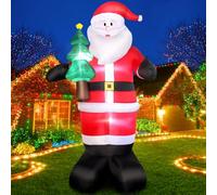 Père Noël gonflable 244 cm avec souffleur lumineux LED, 8 pieds, figurine de Père Noël gonflable, avec sapin de Noël, décoration de Noël, IP44, résistant aux intempéries, éclairage de Noël pour