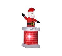 Père Noël gonflable avec cheminée lumineux LED hauteur 210 cm polyester imperméable rouge blanc noir