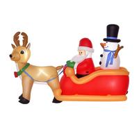 Père Noël gonflable avec traîneau et rennes - HOMCOM - 5 lumières LED - intérieure extérieure - polyester - 200x80x128cm - rouge
