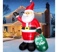 Père Noël gonflable de 2,1 m avec sac cadeau, Père Noël géant gonflable, décoration d'intérieur, lumières LED intégrées pour pelouse, terrasse, jardin, maison, couloir, vacances, fête, décoration