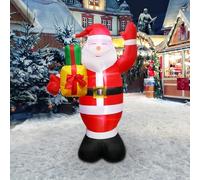 Père Noël Gonflable - Décoration de Casse-Noisette Gonflable avec Décor de Scène de Soldat à LED 240CM