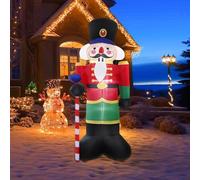 Père Noël Gonflable,Décoration de Casse-Noisette Gonflable avec Décor de Scène de Soldat à LED,Décoration de Noël 240CM