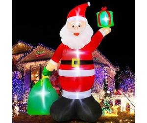 Père Noël gonflable géant de 4,2 m avec sac cadeau, Père Noël gonflable avec 6 LED, décorations d'extérieur pour fête, vacances, pelouse, cour, arche