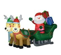 Père Noël gonflable HOMCOM, décoration de Noël gonflable, avec soufflerie, intérieur et extérieur, blanc et or