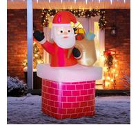 Père Noël gonflable - Outsunny - 195 cm - avec lumières LED blanches - avec sac de cadeau et la cheminée - protection IP44 - rouge