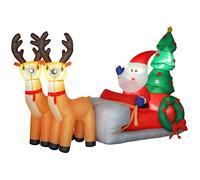 Père Noël gonflable sur traîneau avec deux rennes - Outsunny - lumières LED intégrées - polyester - 216 x 90 x 150 cm - multicolore