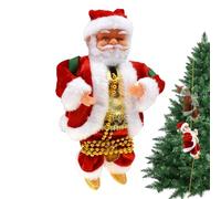 Père Noël grimpant sur corde - Décoration de vacances électrique | Figurine musicale de Noël | Grimpeur de père noëlsaisonnier en plein air avec musique, fenêtre de porche Festive, toit, escalier, ba