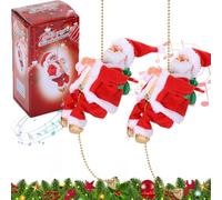 Pere Noel Grimpeur Automate,Santa Claus Musical Climbing Rope,2026 Climbing Santa on Rope,Electric Santa Climbs Up & Down with Music Lights,Christmas Decoration for Tree, Window, Holiday (2PCS)