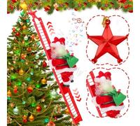 Père Noël Grimpeur Automate sur une Echelle de Corde, Père Noël Lumineux und Musical Escalade de Noël Santa, Pere Noel Decoration Interieur/Exterieur pour la Maison Bar Cadeau Enfant Fête (Rouge1)