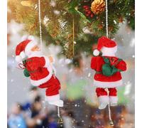 Père Noël Grimpeur Électrique avec Musique Père Noël Grimpant sur Corde Figurine Animée de Santa en Peluche Musicale et Mouvante Figurine Musicale Ornement de Fête pour Mur Fenêtre Jardin Maison