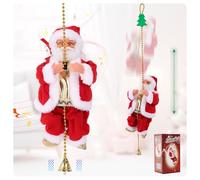 Pere Noel Grimpeur Électrique sur Corde-Figurines Animées de Père Noël en Peluche Musicales et Mouvantes pour Décoration de