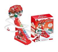 Père Noël Grimpeur | Jouet De Course D'Escaliers Festif - Jouet d'escalade avec Escalier, Glissière Et Piste, Lumière LED Et Musique,pour Garçons, Filles, et Amis Durant Les