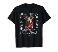 Père Noël Jack Russell Renne Lumière de Noël T-Shirt