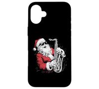 Père Noël Jouant du Saxophone Jazz drôle Noël saxophoniste P Coque pour iPhone 16 Plus