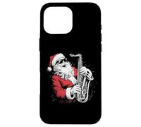 Père Noël Jouant du Saxophone Jazz drôle Noël saxophoniste P Coque pour iPhone 16 Pro Max