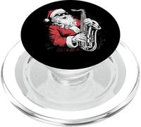 Père Noël Jouant du Saxophone Jazz drôle Noël saxophoniste P PopSockets PopGrip pour MagSafe