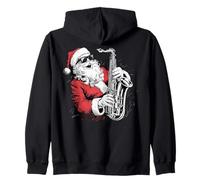 Père Noël Jouant du Saxophone Jazz drôle Noël saxophoniste P Sweat à Capuche