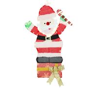 Père Noël lumineux - Outsunny - 97 LED blanc chaud - piquets et attaches zippées - polyester et acier - 90 cm - multicolore