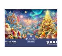 Père Noël, lutins et Sapin illuminé avec feu d'artifice Puzzle De 1000 Pièces Christmas Style Jeu De Formation Mentale pour Adultes Et Enfants 38x26cm/1000pcs