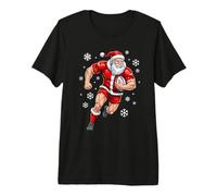 Père Noël Musclé Jouant au Rugby Comic Noël T-Shirt Haut de Gamme
