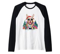 Père Noël Pitbull Bois de Renne de Noël Lumières de Noël Manche Raglan