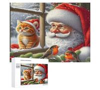 Père Noël Puzzles 500 Pièces Vision 3D Moderne Vacances de Noël Jeu Éducatif Créatif pour Famille Décoration Intérieure Assemblage Amusant Cadeau Unique 500 PCS