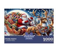 Père Noël Ren Arctique 1000 Pieces Jigsaws for Adults Art Colorful DIY Craft Beautiful Home Decoration Uncover The Puzzle 38x26cm/1000pcs