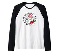 Père Noël Sarcastique - Ho Ho Holy Shit What a Year - Christmas Manche Raglan