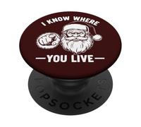 Père Noël Sarcastique, Je Sais où tu vis, Noël drôle PopSockets PopGrip Adhésif