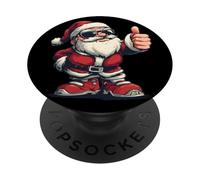 Père Noël Souriant Amusant avec Lunettes de Soleil et Panneau Pouce vers Le Haut PopSockets PopGrip Adhésif