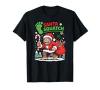 Père Noël Squatch Bigfoot Sucre d'orge de Noël Flocons de Neige Forêt T-Shirt