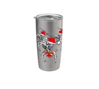 Père Noël squelette batteur cool mignon effrayant gothique crâne Gobelet isotherme en acier inoxydable double paroi