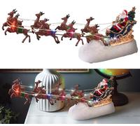 Père Noël sur son traîneau avec 13 LED multicolores et mélodies de Noël [infactory]